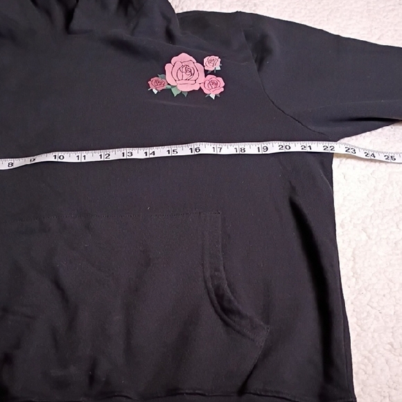 American Rag Black Tee with Blue and Pink Floral Design Hoodie - Picture 6 of 7